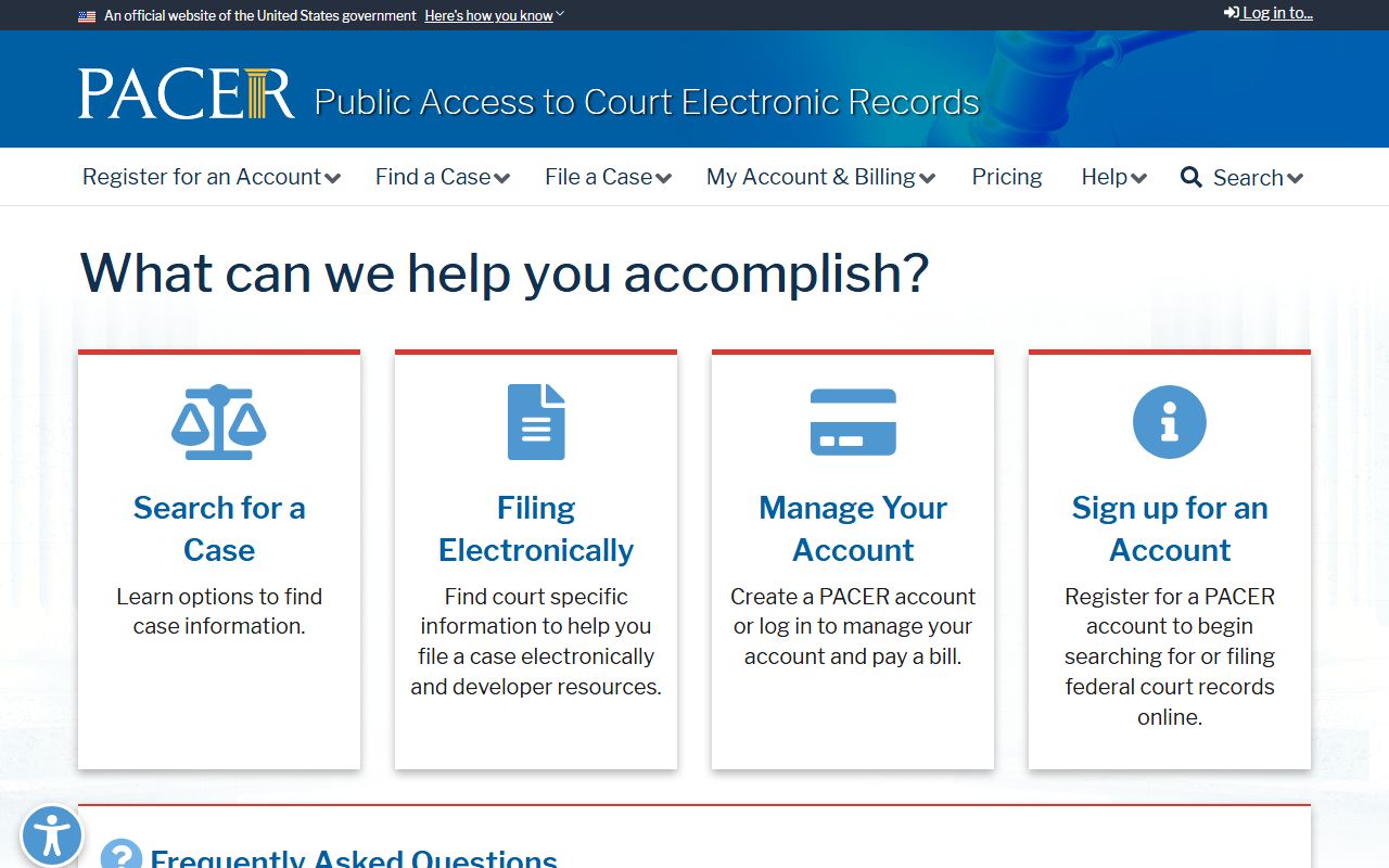 Federal PACER account access shown alongside Simpson County probate records guidance