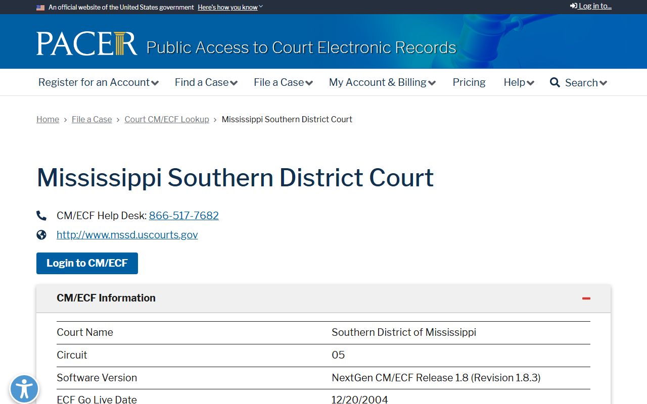 Simpson County probate records context with the PACER federal court lookup for the Southern District of Mississippi